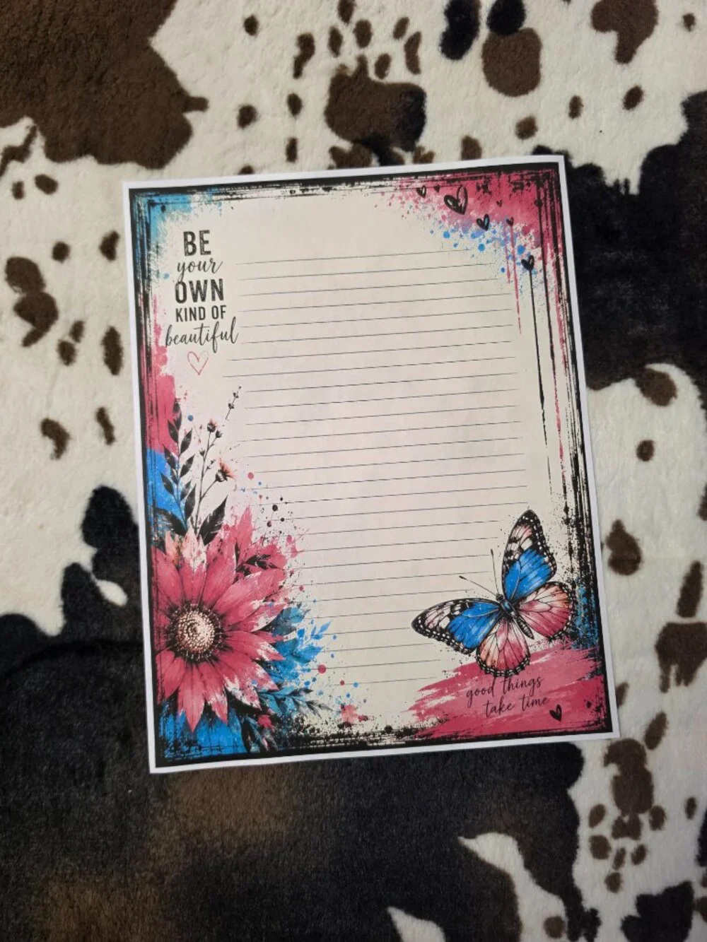 Be Your Own Kind of Beautiful Decorative Stationery 25 Lined Sheets 8.5x11